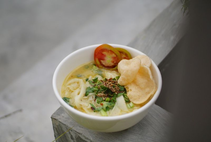 Chicken noodle soup with fresh herbs